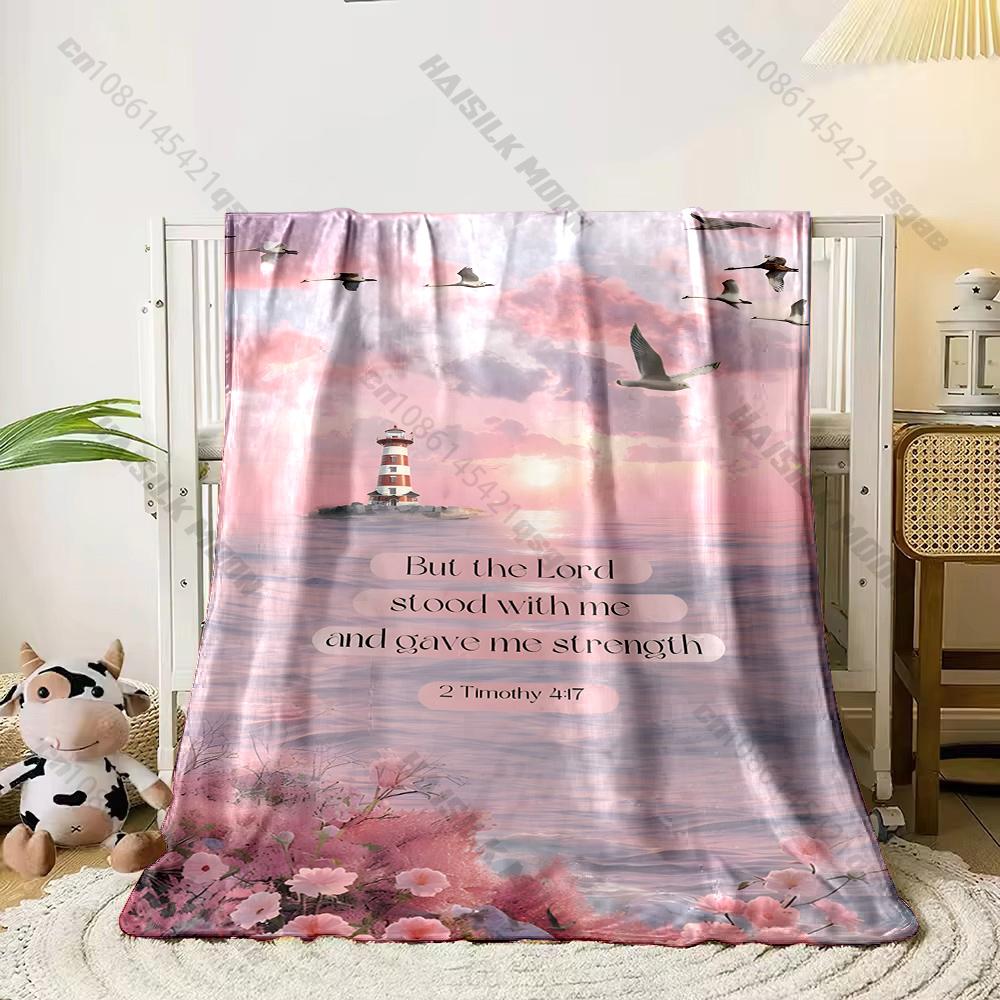 

Religion Christian Bible Verse Theme Soft Flannel Fluffy Throw Camping Blanket for Children Sofa Throw Thin Blanket Fashion Gift 75x90cm