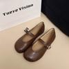 Retro flat-bottomed Mary Jane single shoes women's shoes new spring shallow mouth round head one-word buckle belt
