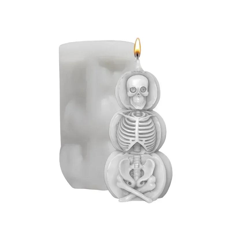 Fun Skull Candle Silicone mold Diy handmade candle Plaster crafts Resin soap mold for Halloween gifts