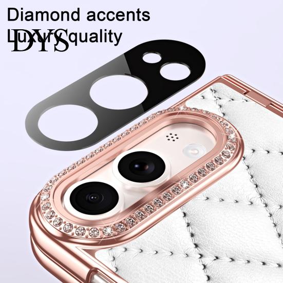 Foldable Phone Accessory Faux Leather Case for IPhone-Duo, with Screen Protector & Hinge Durable Protection, Rhinestone Cover, Anti-Scratch Anti-Drop