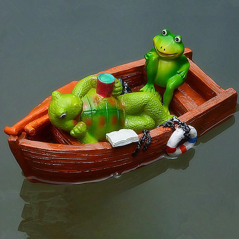 Resin Floating Frog Turtle Fish Pond Flowing Water Fountain Water Surface Lotus Flower Decoration Resin Crafts Floating Crafts