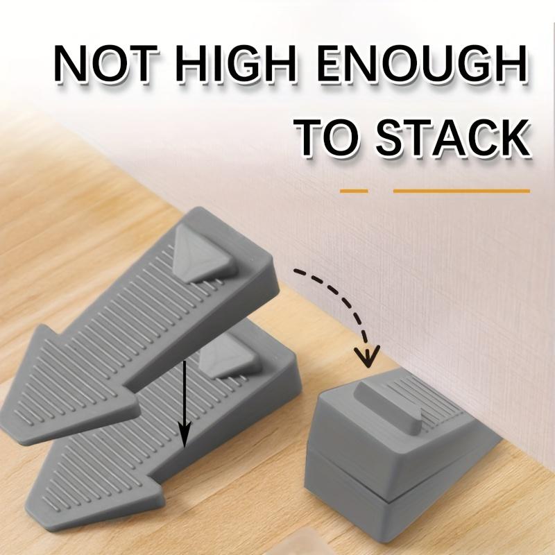 Heavy-Duty Plastic Door Stoppers for Bottom of Door On Floor - Stackable Adjustable Wedge Stabilizers, Polished Finish, Prevents Drafts & Energy Loss