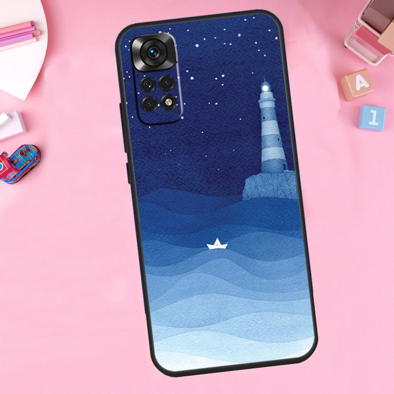 Ocean Waves Sailboat For Xiaomi Redmi Note 14 10 11 12 13 15 Pro Plus Phone Case For Redmi 15 15C 14C 12C 10C 13C