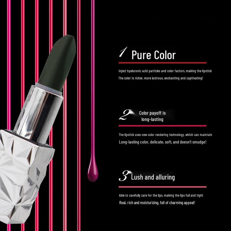 Matte Black Diamond Rose Triple-Color Non-Stick Lipstick - Plumps Lips, Available Now