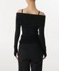 MUSINSA STANDARD WOMAN Women'S Tencel Turn Down Off-Shoulder Long Sleeve T-Shirt [Black]