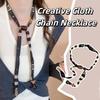 Strip Cloth Chain Necklace Multicolor Bohemian Choker Retro Wood Bead Necklace  Gift