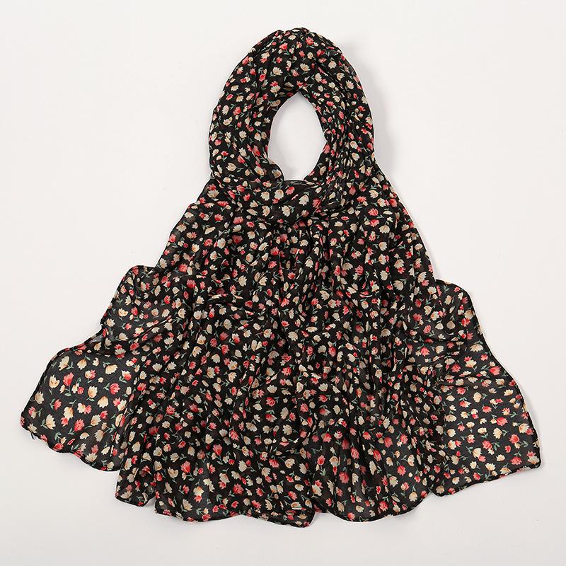 180*70cm Unique Women's Floral Scarves Lightweight Sheer Silky Feeling shawl Chiffon Flowers Printed Scarf