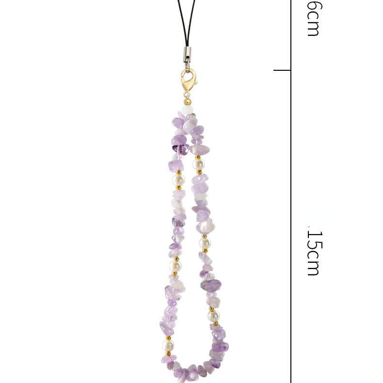 1 Piece Retro Phone Straps European Style Natural Stone Amethyst Phone Lanyard Vintage Phone Pendant Cute Accessories