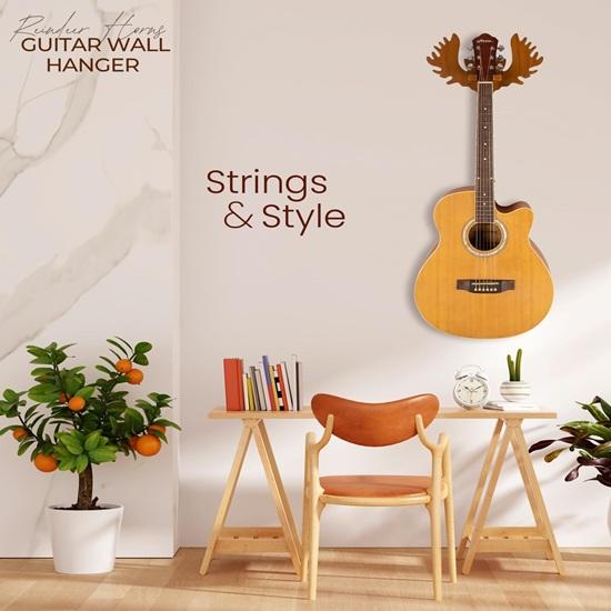 Gitarrenwandhalterung Gitarrenständer aus Holz Rentiergeweih-Design für Akustik-, E-Gitarren und Ukulele