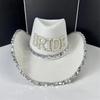 Strass Kronen Cowgirl Hut für Damen Rollkrempe Rollenspiel Cowgirl Hut Hochzeitsfeier Requisiten Junggesellinnenabschied Kopfschmuck
