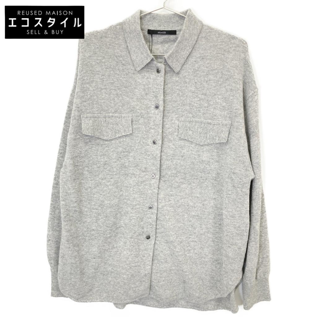 Munich Gray Super Fine Merino Wool Jersey Knit Shirt tops OS grayUsed