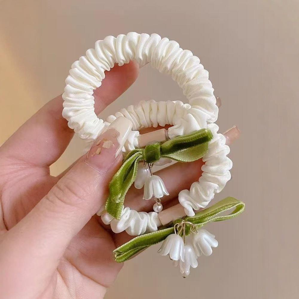 Fresh Lily of the Valley Hair Tie - Large Bowknot Elastic Band for Mori Girl Hairstyles