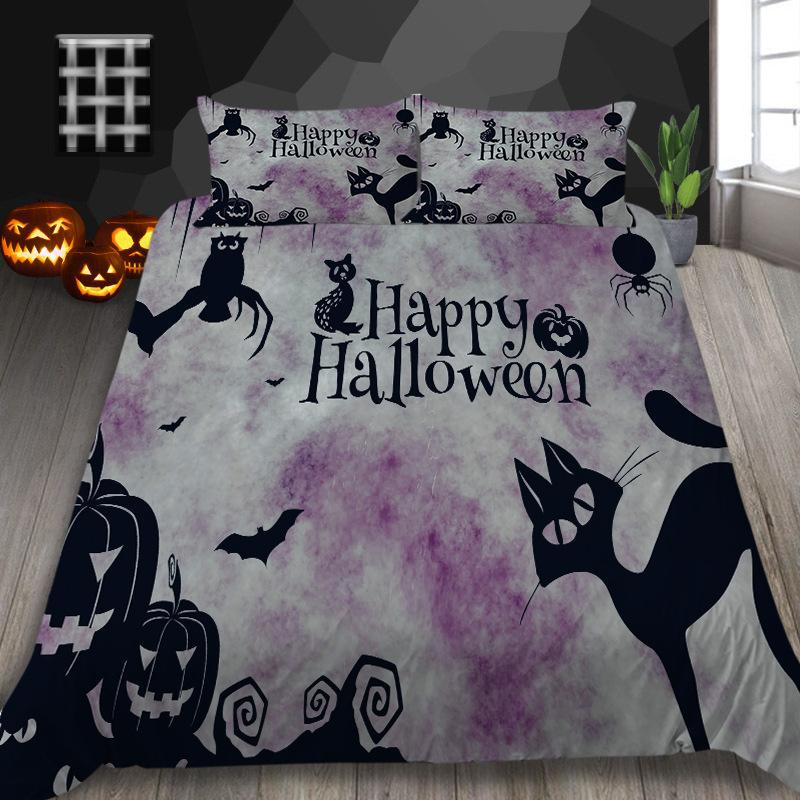 Halloween Decorative Quilt Cover Pillowcase Two Or Three-Piece Set Polyester 3D Digital Printing