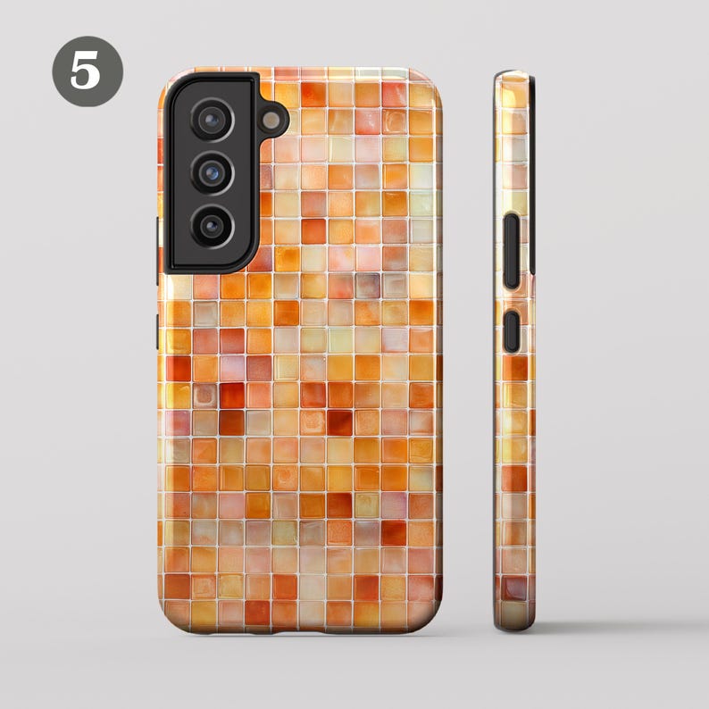 Hybrid Double-layer Phonecase Glass Mosaic Tile Phone Case for Samsung Galaxy S26 S25 Ultra S24 FE S23  Plus 5G Hard Shell