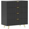 Elegant Four-Drawer Bedside Table - Black