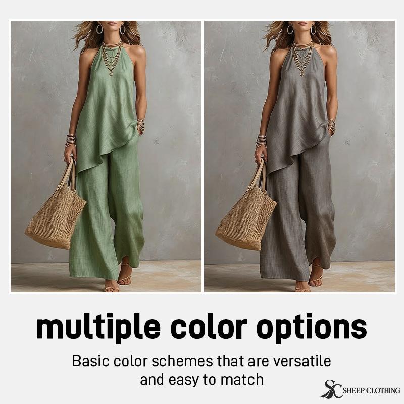 Women's Sleeveless Two Piece Set Round Neck Top and Long Skirt Casual Solid Color Outfit