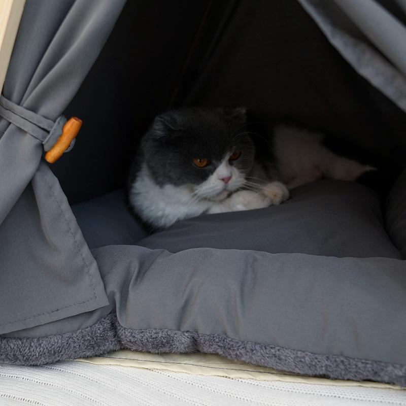 Husdjurstält boet Canopy Design Japansk och koreansk stil kabin kattsand Lyxmodeller för hundar och katter