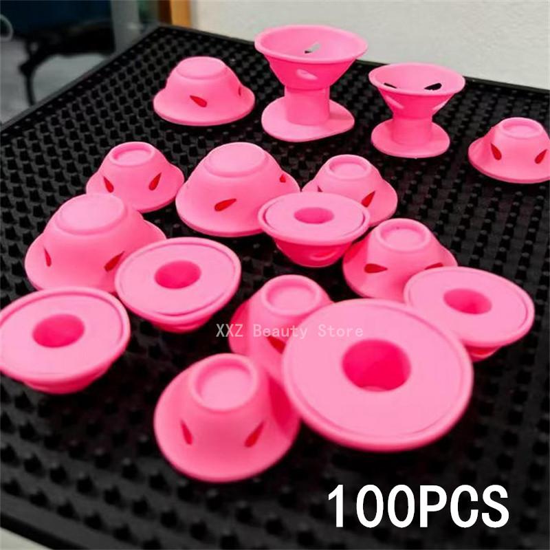 Pink Soft Silicone Magic Hair Care Rollers Set No Heat Hair Curler DIY Curling Styling Tool for Beautiful Curls - 10/20/30/50/10