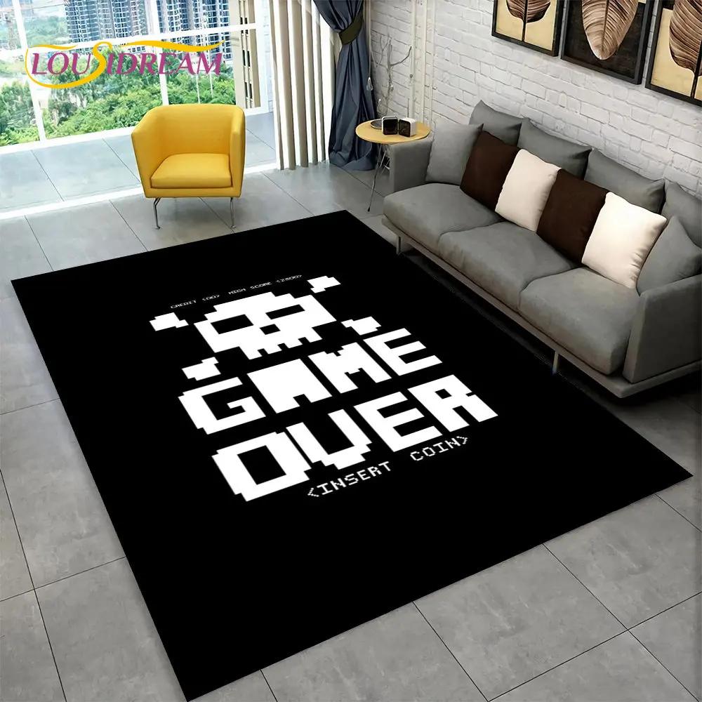 Cartoon Gamer Game Gamepad Area Koberec,Koberec do obývacího pokoje Dětská ložnice Pohovka Kuchyň Rohožka Dekor,Dětská protiskluzová podložka na podlahu