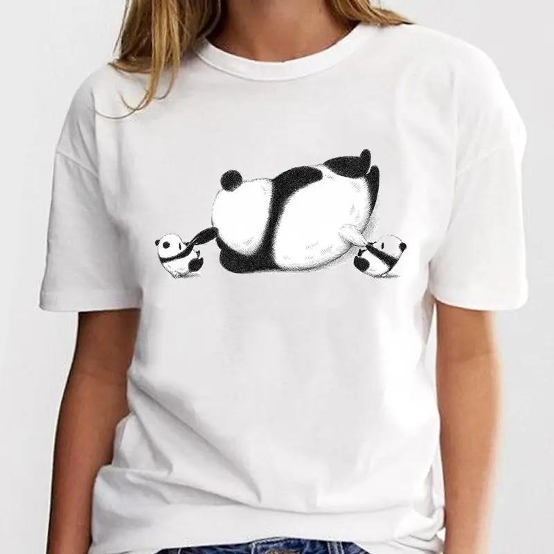 New Panda Lovely Cute Tshirt Clothing Cartoon Graphic Print Short Sleeve Fashion Casual T Shirt Women Soft Clothing