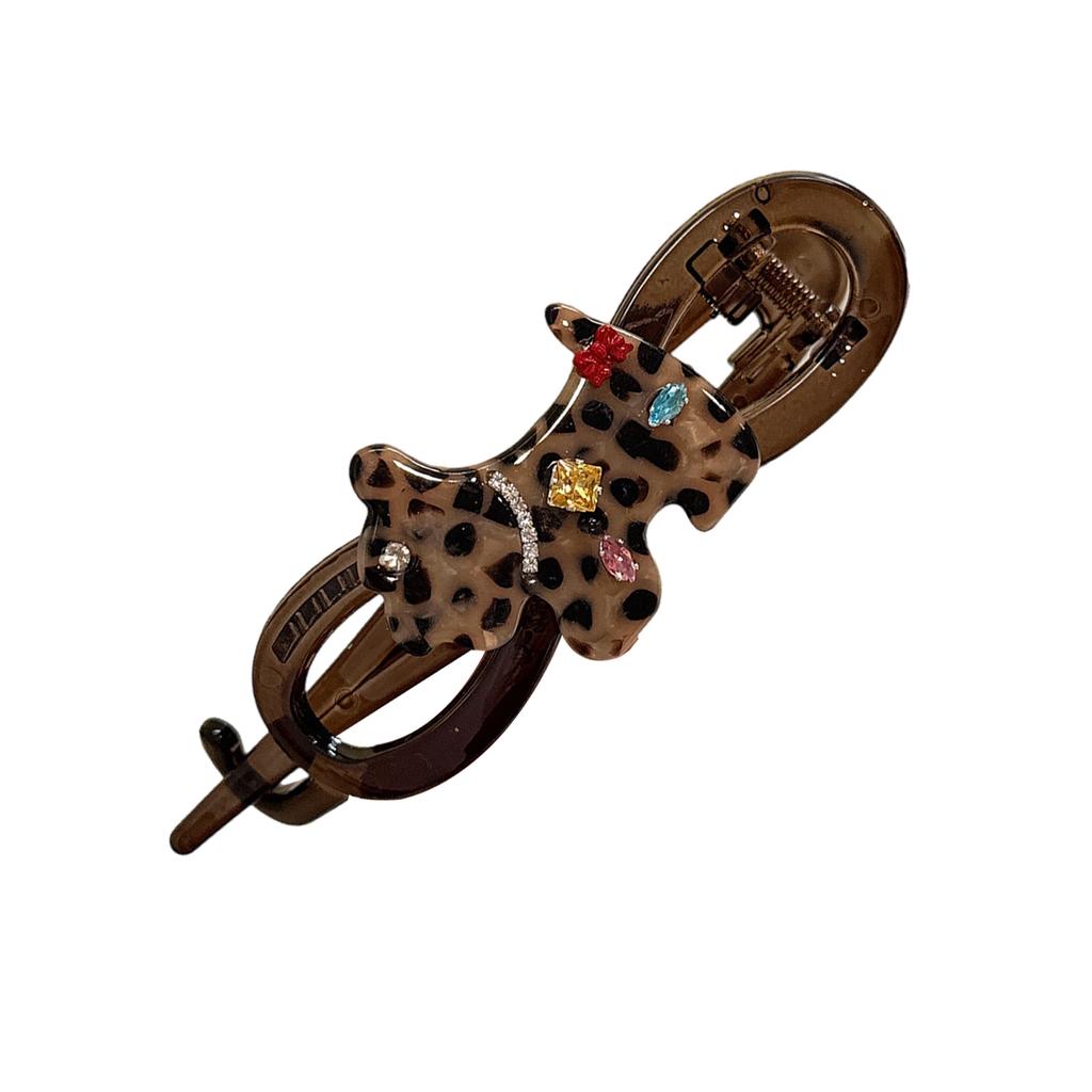 Elegante Acryl-Twist-Haarspange mit Leopardenmuster, sicherer rutschfester Haarhalter für Frauen, Mädchen, tägliche Haarstyling-Accessoires