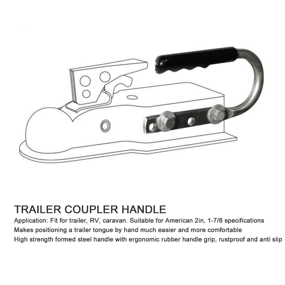 Trailer Accessory Galvanized Steel Trailer Coupler Handle Rubber Handle Sturdy Lift Handle Tongue Handle Caravan Trailer