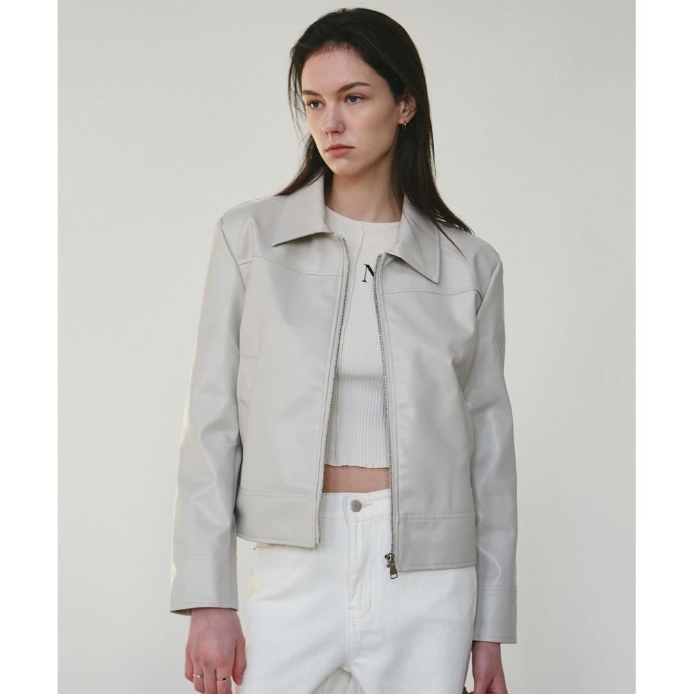 

NICKNICOLE ESSENTIAL VEGAN LEATHER JACKETCREAM