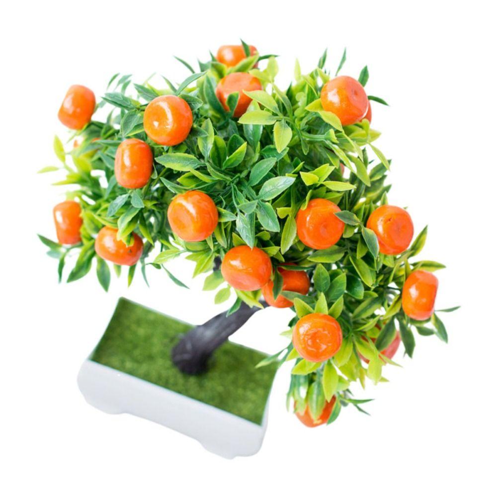 Plastic Artificial Fruit Tree Realistic Fruit Plant Potted Durable Artificial Orange Tree Indoor