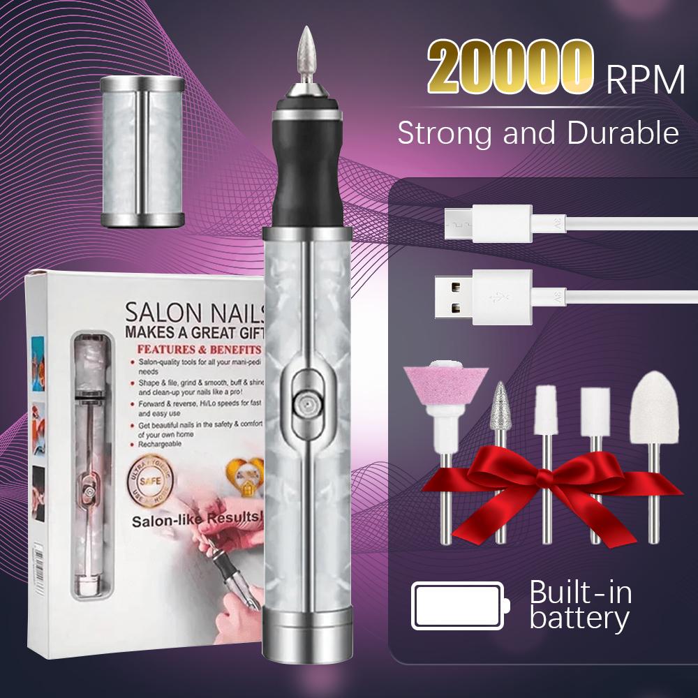 LINMANDA Rechargeable Electric Nail File Machine for Acrylic Nails Gel Polishing Cordless Efile Bits Kit for Manicure Salon Home