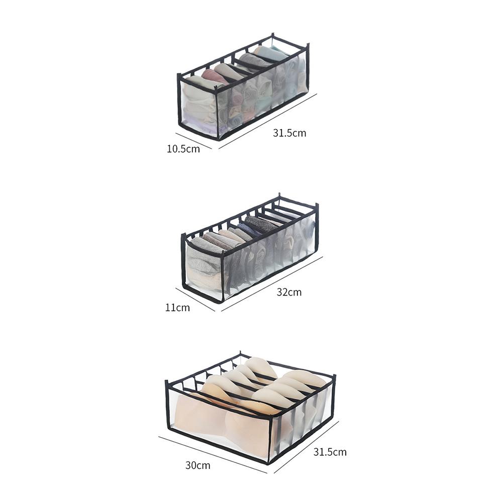 3 piece Storage Box Washable Foldable Household Drawer Underwear Compartmentalization Box