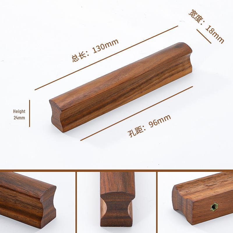 Japanese Minimalist Walnut Handle Solid Wood Cabinet and Wardrobe Drawer Handle