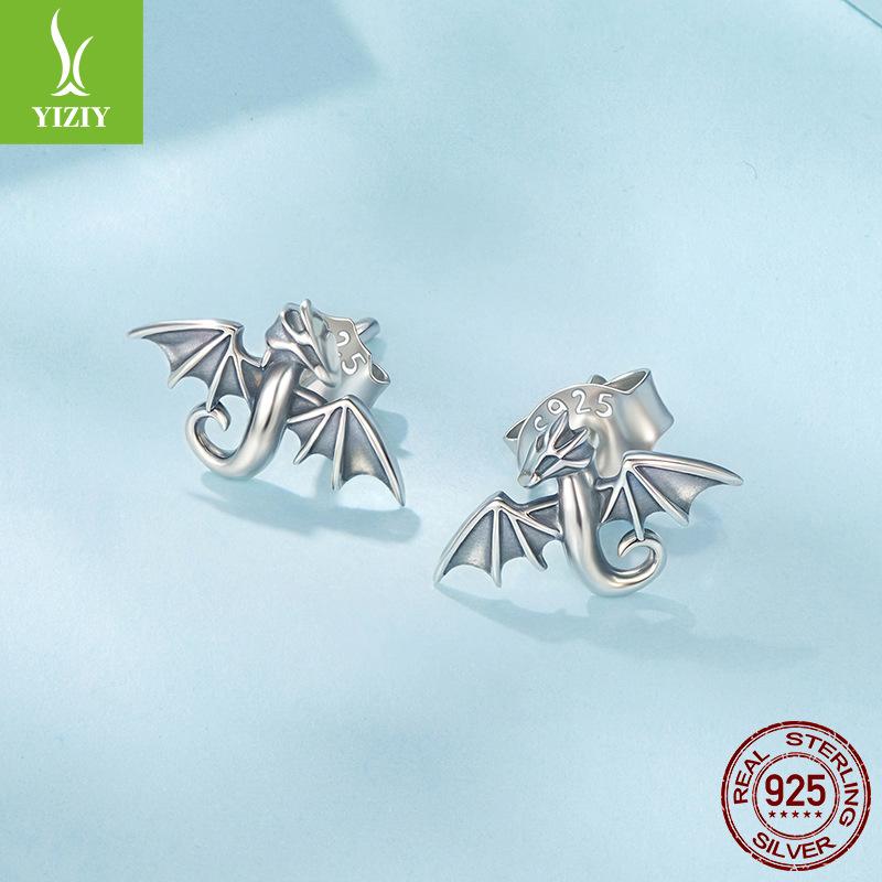 S925 Sterling Silber Mini Feilong Ohrstecker Personalisierte Retro Tier Kleine Ohrstecker Lager