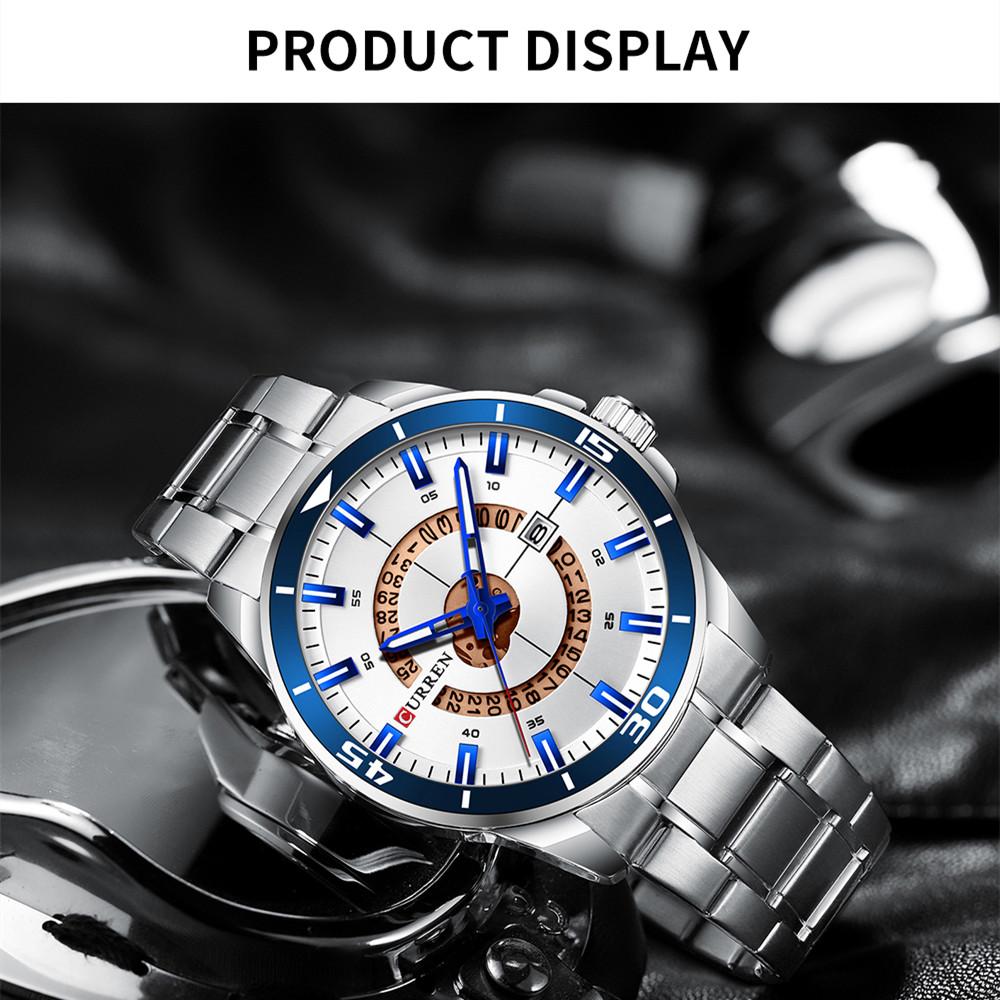 CURREN Stainless Steel Men's Watch Fashion Design Quartz Wristwatch with Date Clock Male Reloj Hombre Watch Men