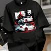 T-shirt rond pour femme motif art voiture blanche architecture impression mode demi-manches T-shirt élastique
