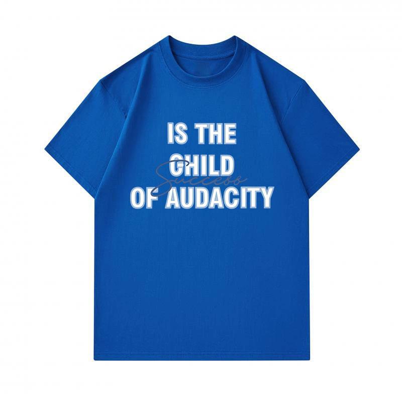 Men's 100% Cotton Crew Neck Short Sleeve T-Shirt, Is The Child Of Audacity Success Letter Print Casual Breathable Soft Tee for Daily Wear, Hipster Slo