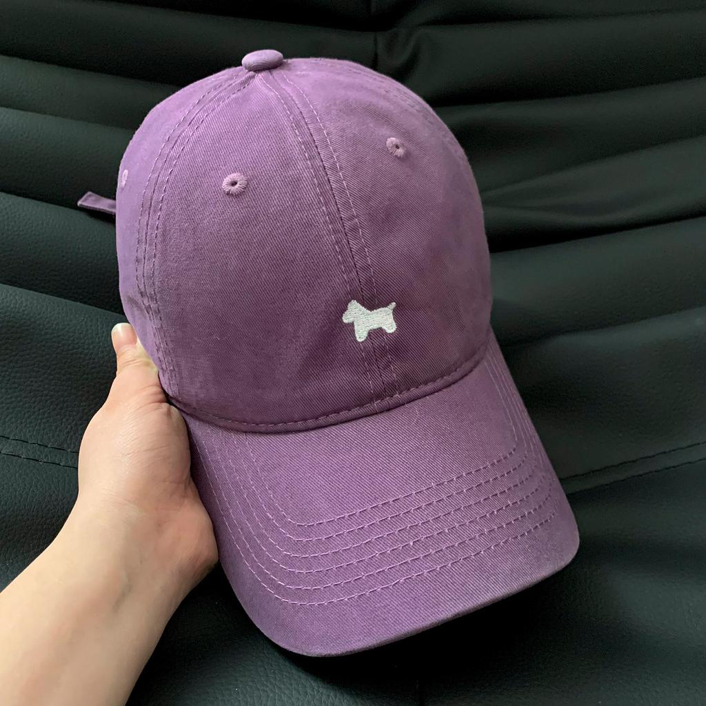 Simple Puppy Embroidery Young Couple Versatile Old Baseball Cap Street Male and Female Students Curved Brim Cap