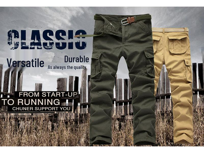 Men's Autumn Multi-Pocket Windproof Workwear Pants - Long, Wear-Resistant, Trendy Casual Trousers