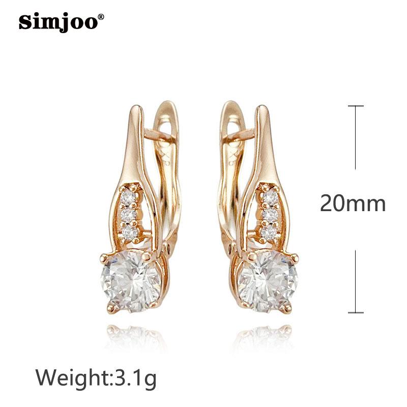 SIMJOO Zircon Earrings Chic Simple Rose Gold Color Earrings for Women