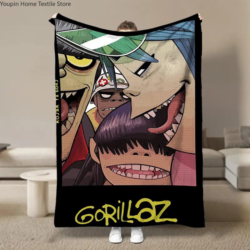 Wirtualny Zespół Rockowy Anime G-Gorillaz Miękkie Kocyki, Koc Grzewczy Komfortowy Koc na Piknik Łóżka Kanapę Domowy Sypialnia