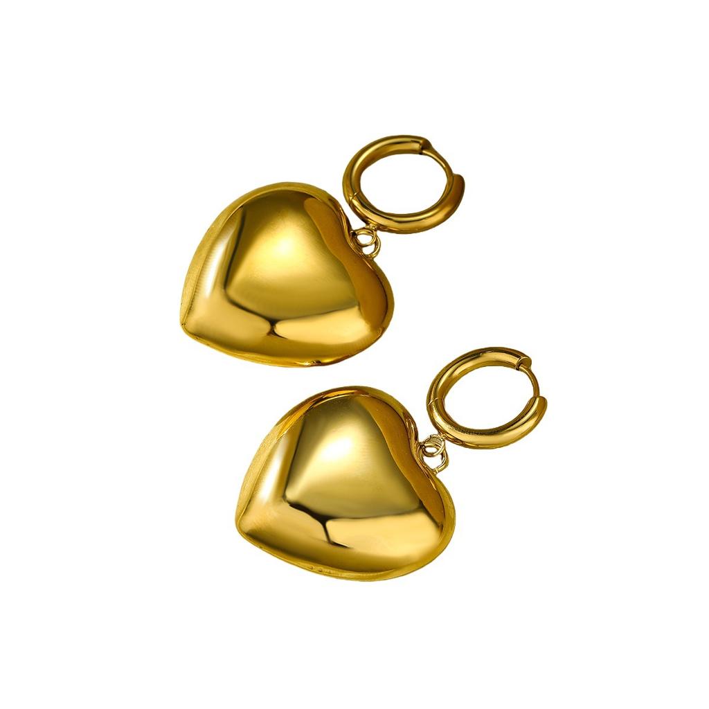 GEMCHIC Women's Heart Shape Stainless Steel Earrings Gold Silver Dangle Drop Jewelry