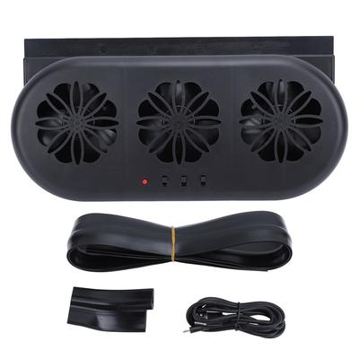 Car Air Vent Cooling Fan SUV Window Cooler 3 Outlet USB Plug In Circulation Exhaust Smoke Black
