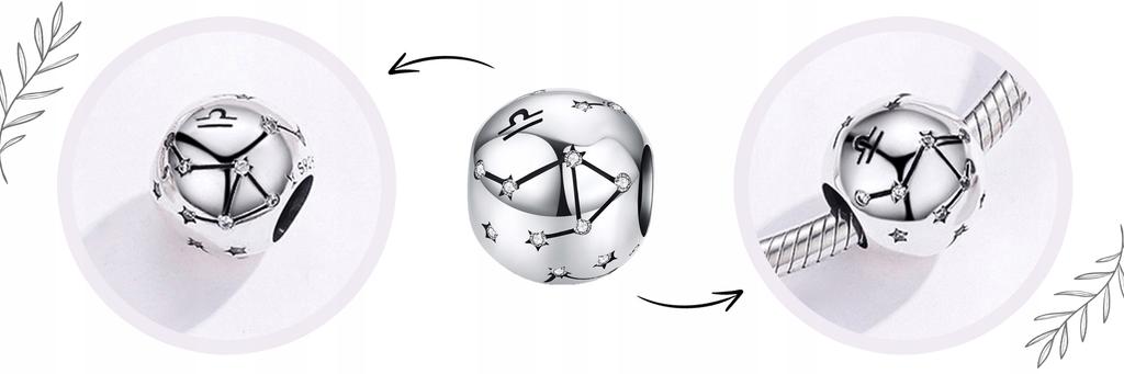 Libra Zodiac Sign Charms Round Bead Charms Pr 925 S925