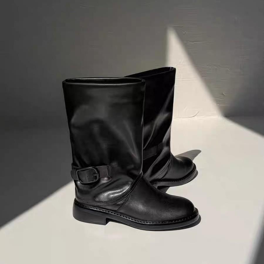 Retro Thick Heel Cigarette Tube Chelsea Boots Women's New Bag Pants Wide Tube Short Boots Versatile Martin Boots