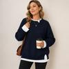 Women's Double Layer Collar Knit Pullover Sweater