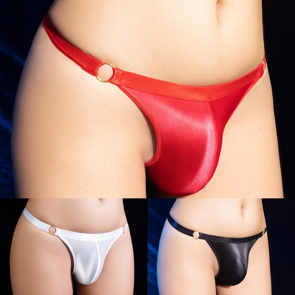 Panties Shiny Briefs Shiny Solid Color Thong Underpants