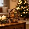 Holiday Desktop Decorations 3Pcs Christmas Santa Claus And Tree Ornaments, Wooden Oval Table Natural Wood Crafts Centerpiece, Solid Ornament for Home