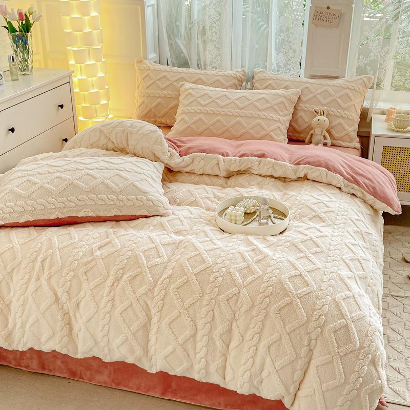 Winter Taffeta Bedding Cover Pillowcase Thickened Warm Milk Velvet Coral Velvet Duvet Cover Student Dormitory Quilt Cover