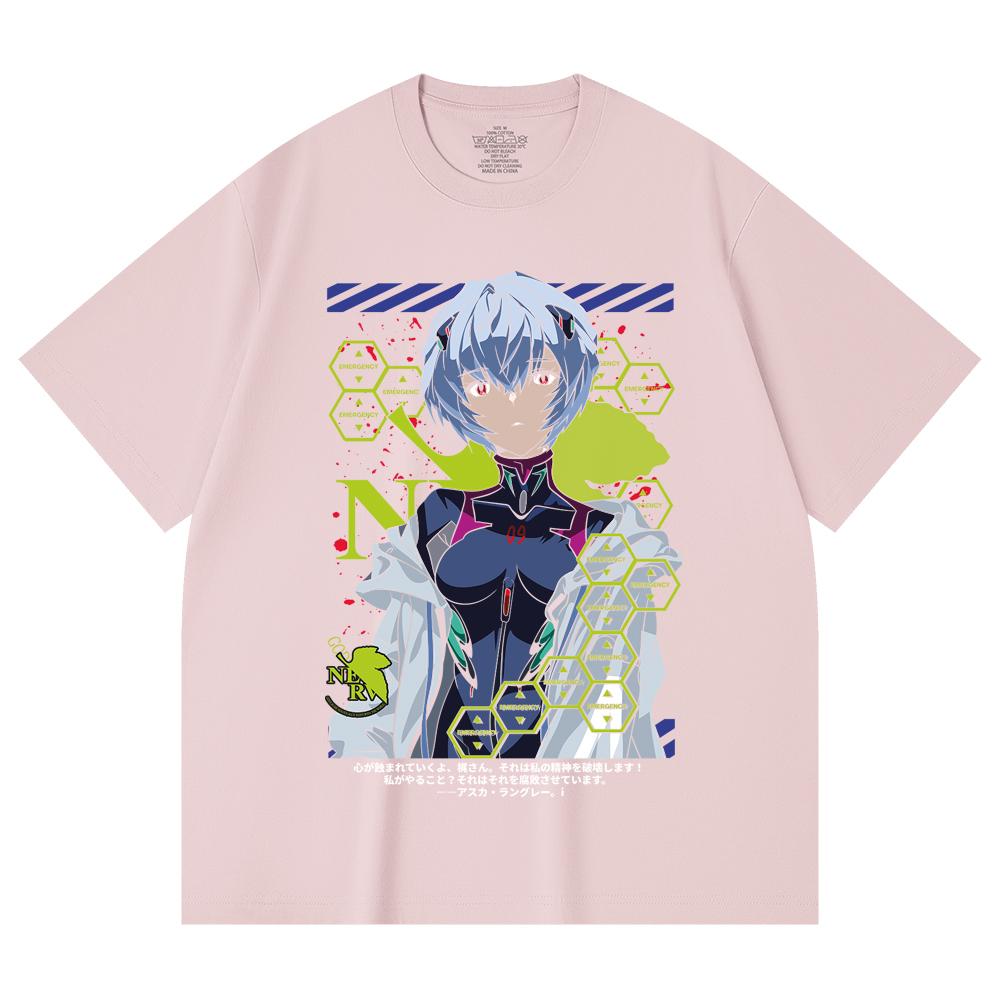 230 Gsm 100% Cotton Evangelion V6 Rei Print Unisex Heavy Cotton T Shirt