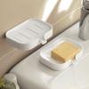 2Pcs with Drainer Mouth Tray Holder Multi-function Wall Mounted Stand Soap Dish Soap Holder  Travel