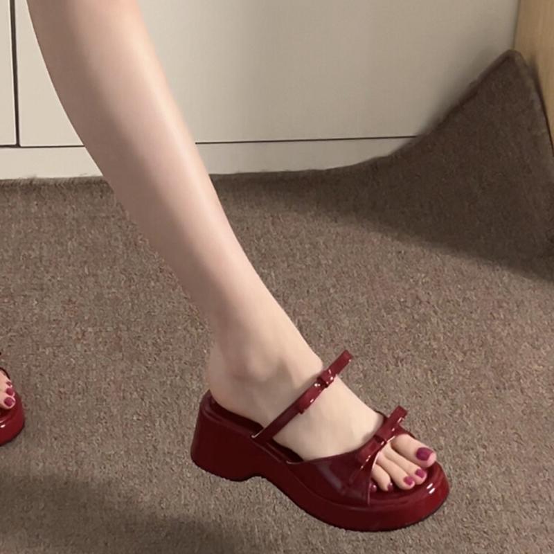 Summer Concise Open Toe Women Slippers Fashion Platform Wedges Heel Shoes Beach Dress Female Slides